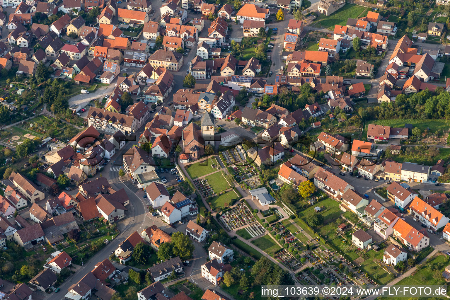 Bird's eye view of Eisingen in the state Baden-Wuerttemberg, Germany