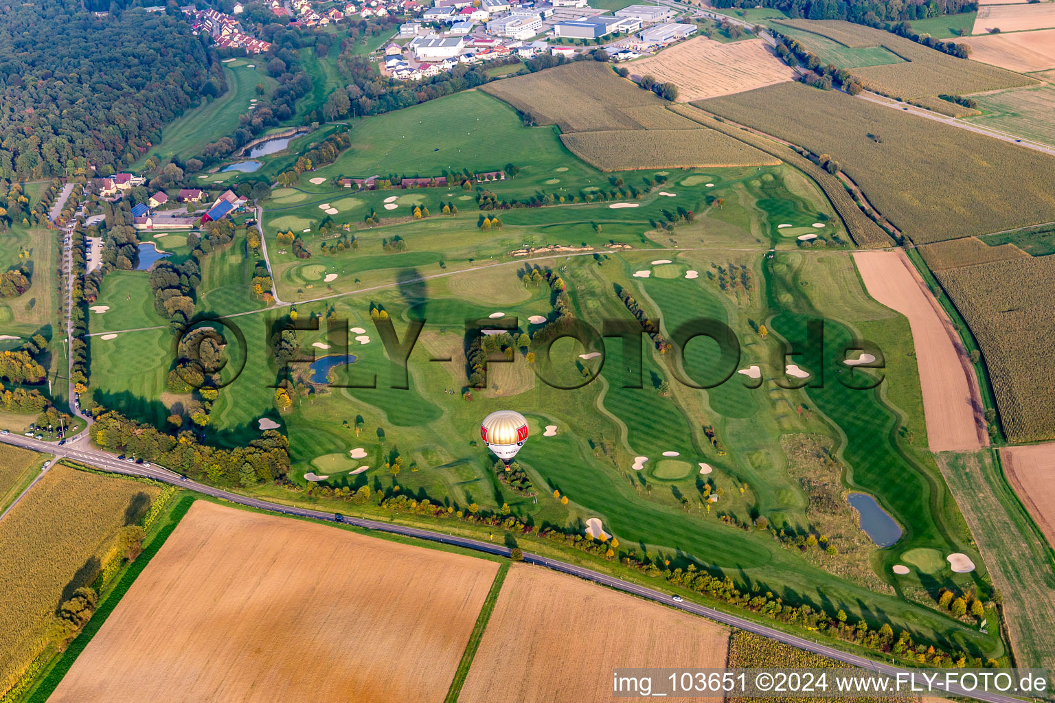 Aerial view of Golf Club Kalshäuser Hof Golf Pforzheim in the district Dürrn in Ölbronn-Dürrn in the state Baden-Wuerttemberg, Germany