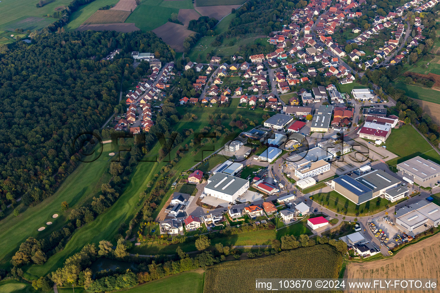 Industrial area Otto-Hahn-Straße in the district Dürrn in Ölbronn-Dürrn in the state Baden-Wuerttemberg, Germany