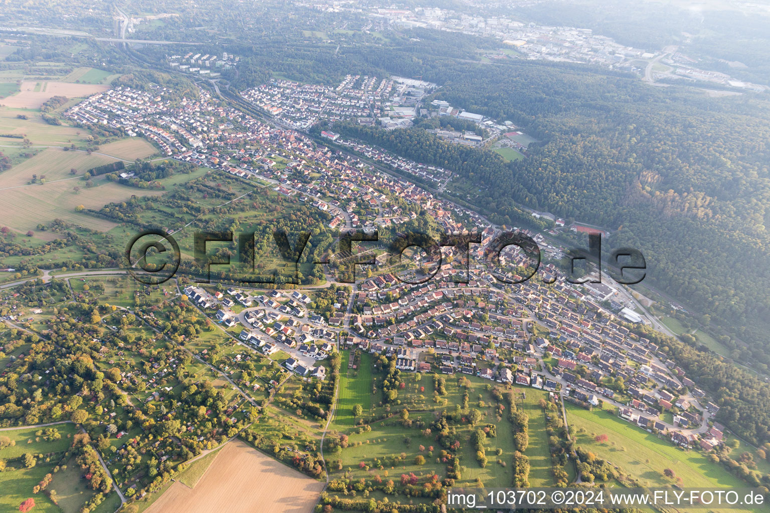 Ispringen in the state Baden-Wuerttemberg, Germany from a drone