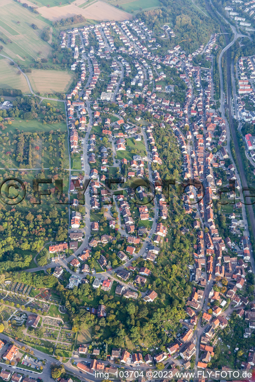 Ispringen in the state Baden-Wuerttemberg, Germany seen from a drone