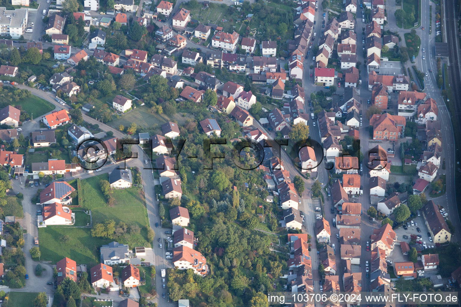 Aerial photograpy of Ispringen in the state Baden-Wuerttemberg, Germany