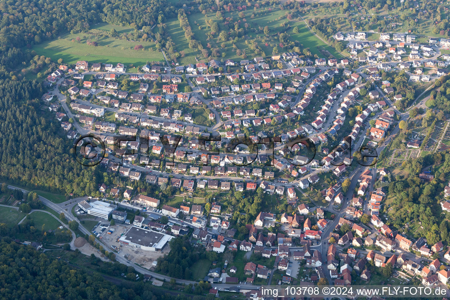 Ispringen in the state Baden-Wuerttemberg, Germany from above