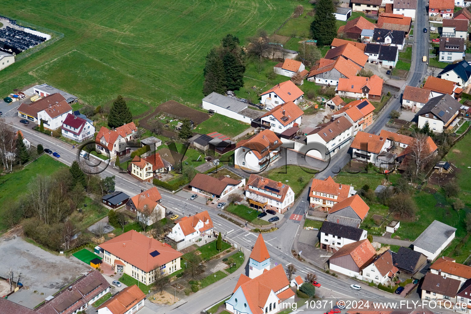 Bird's eye view of Affolterbach in the state Hesse, Germany