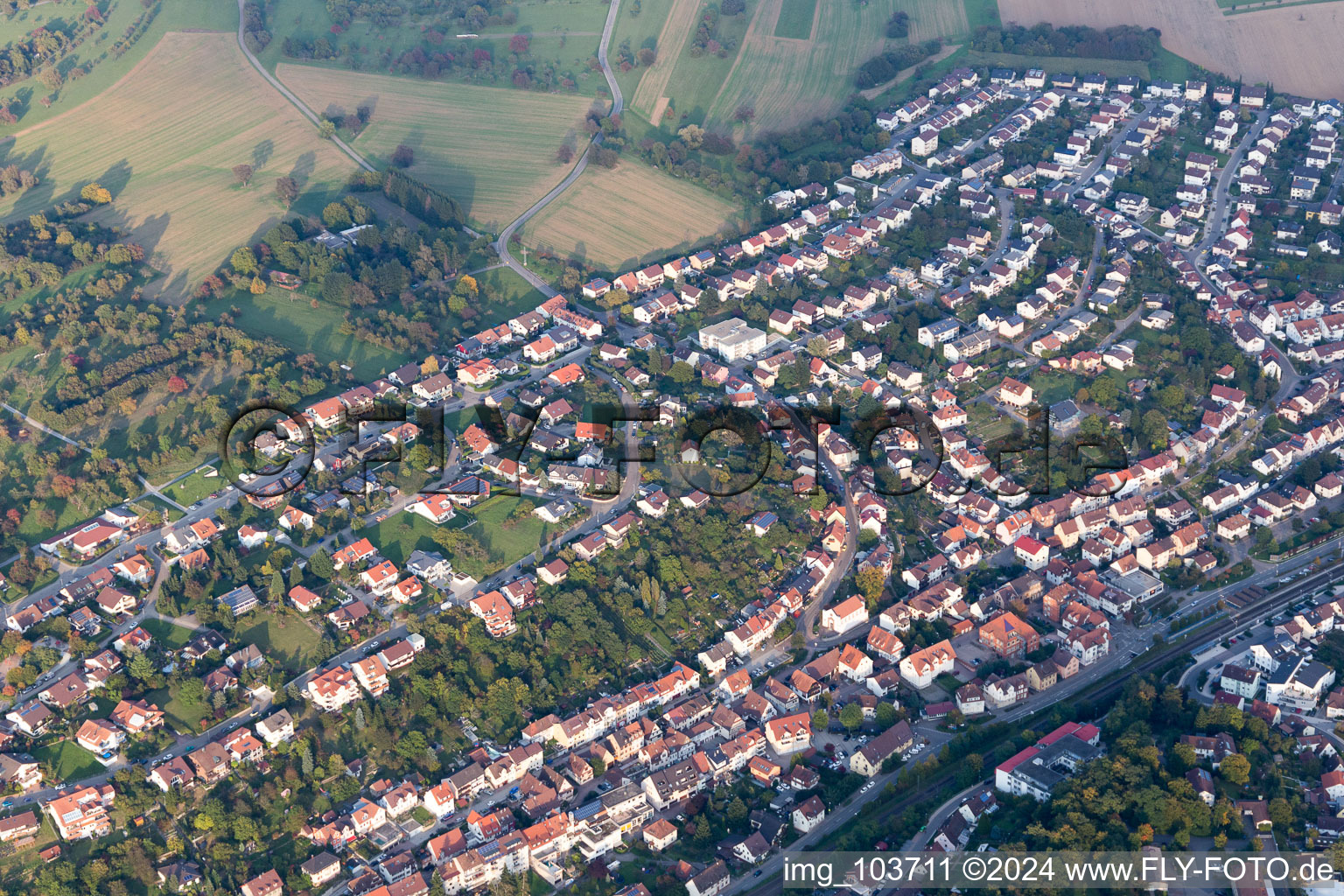 Ispringen in the state Baden-Wuerttemberg, Germany seen from above