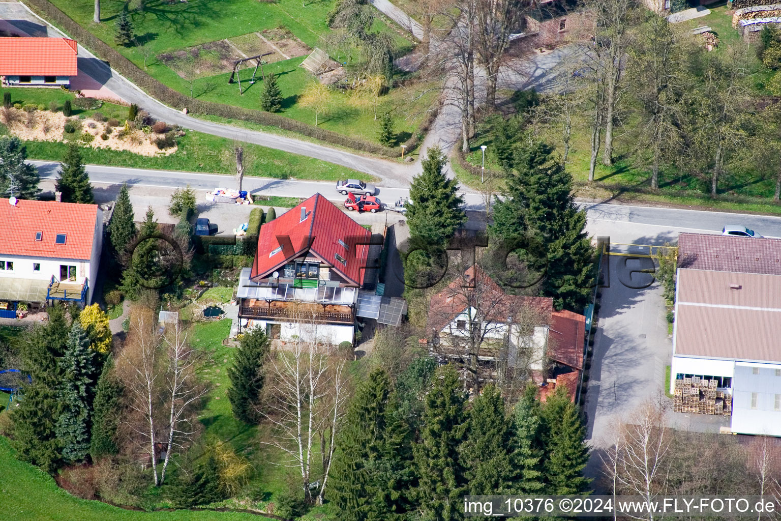 Drone recording of Affolterbach in the state Hesse, Germany