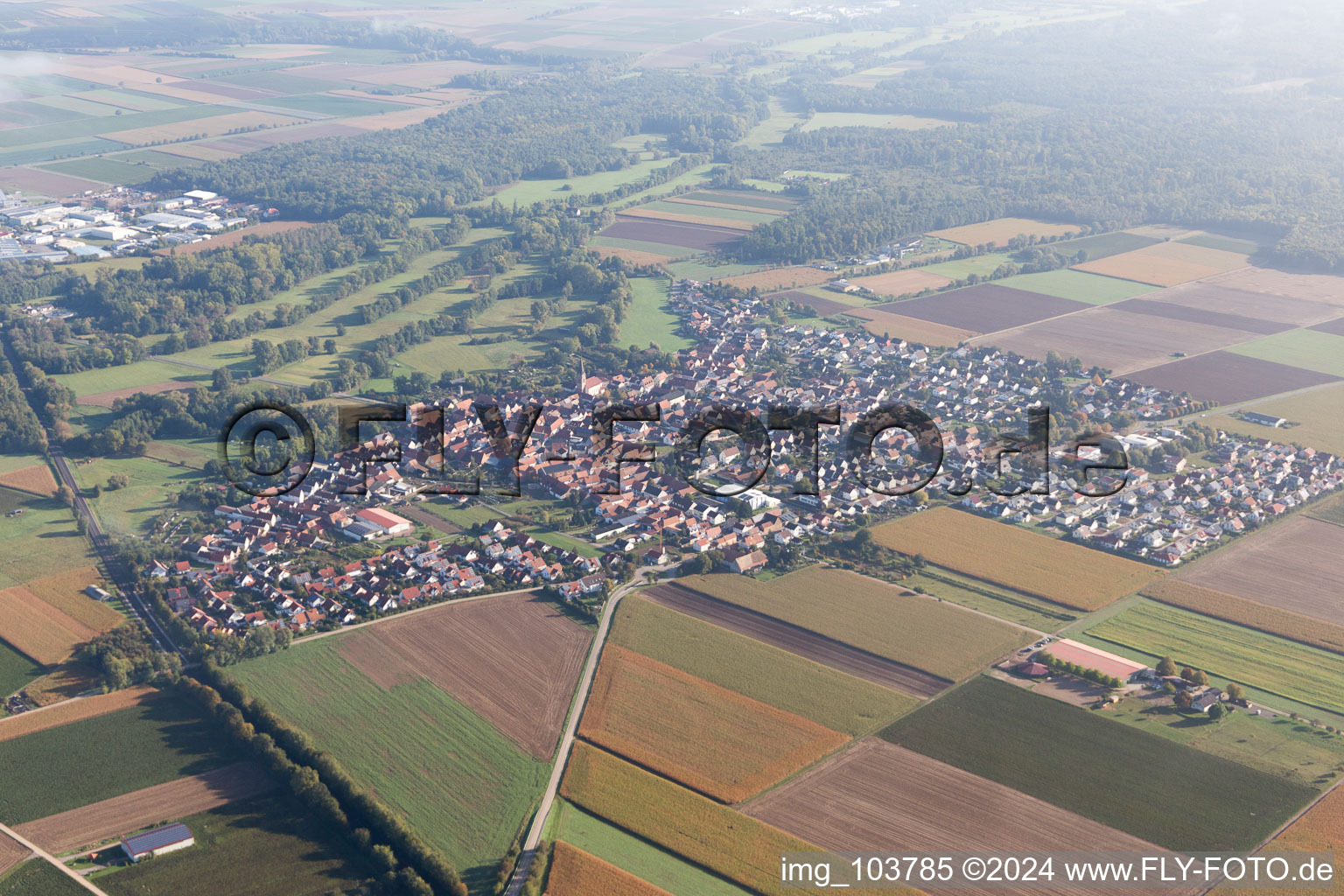 Steinweiler in the state Rhineland-Palatinate, Germany viewn from the air