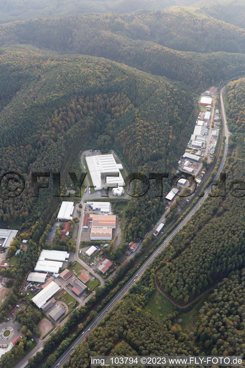 Aerial photograpy of Hauenstein in the state Rhineland-Palatinate, Germany