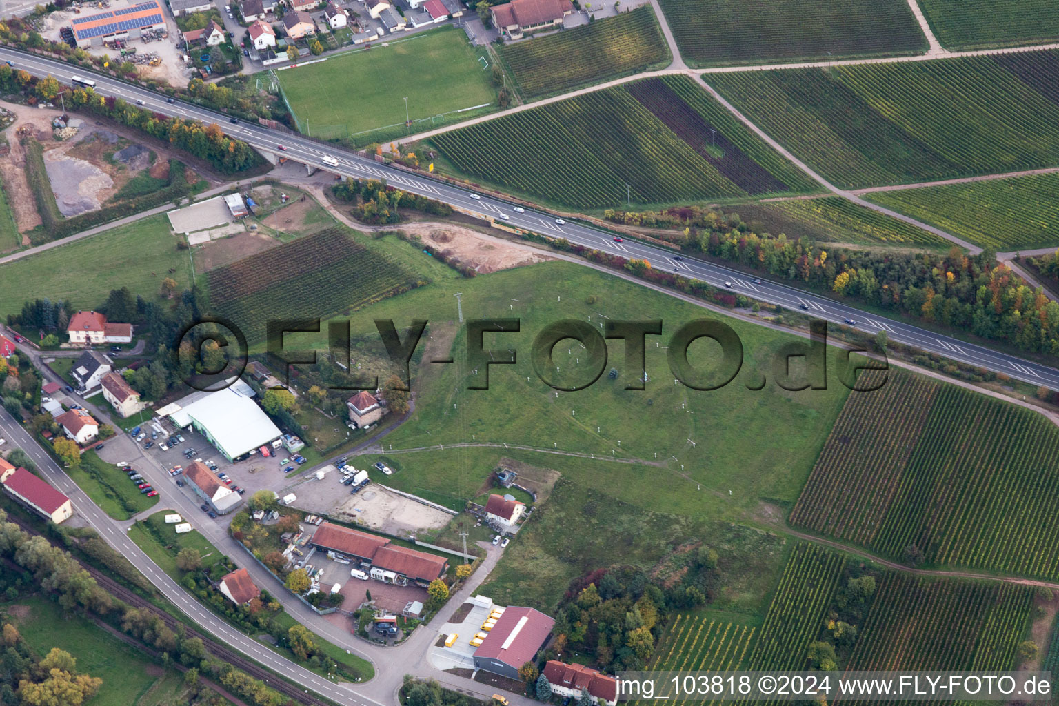 Albersweiler in the state Rhineland-Palatinate, Germany seen from a drone