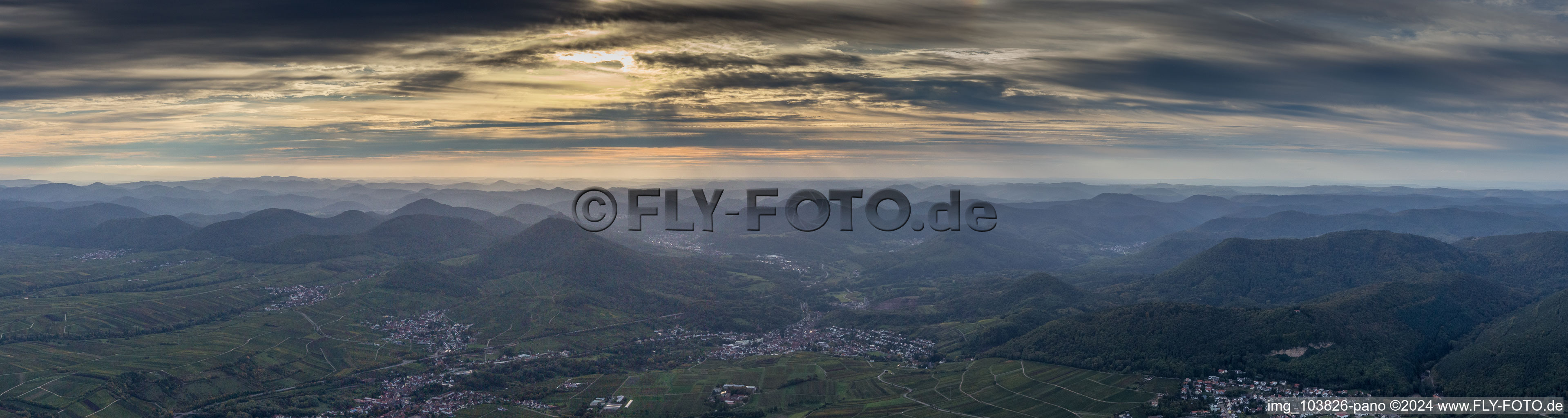 Panorama in Albersweiler in the state Rhineland-Palatinate, Germany