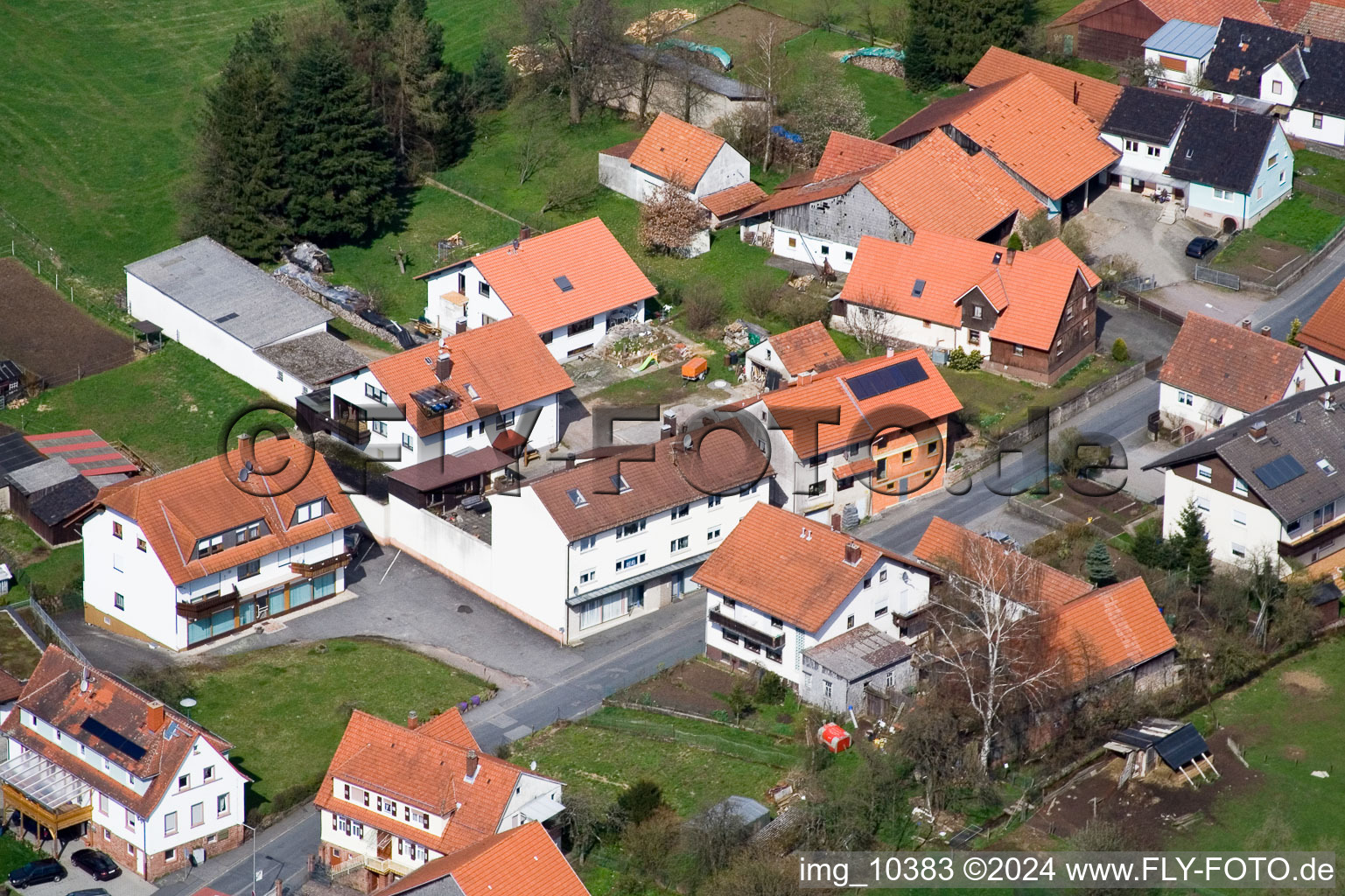 Aerial view of Affolterbach in the state Hesse, Germany