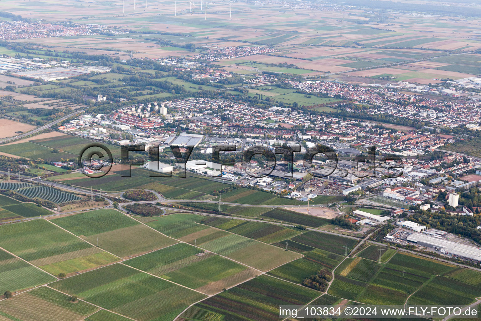 Landau-Nord in Landau in der Pfalz in the state Rhineland-Palatinate, Germany seen from above