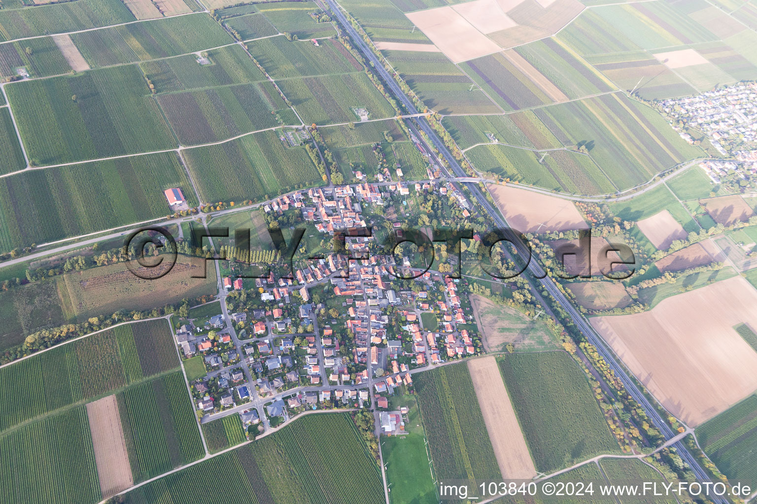 Bird's eye view of Knöringen in the state Rhineland-Palatinate, Germany