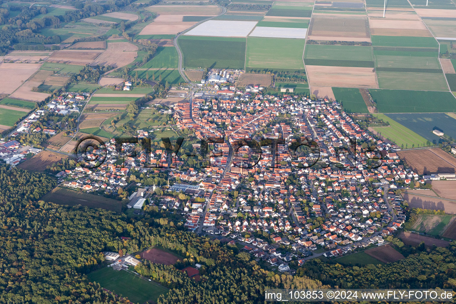 Harthausen in the state Rhineland-Palatinate, Germany out of the air