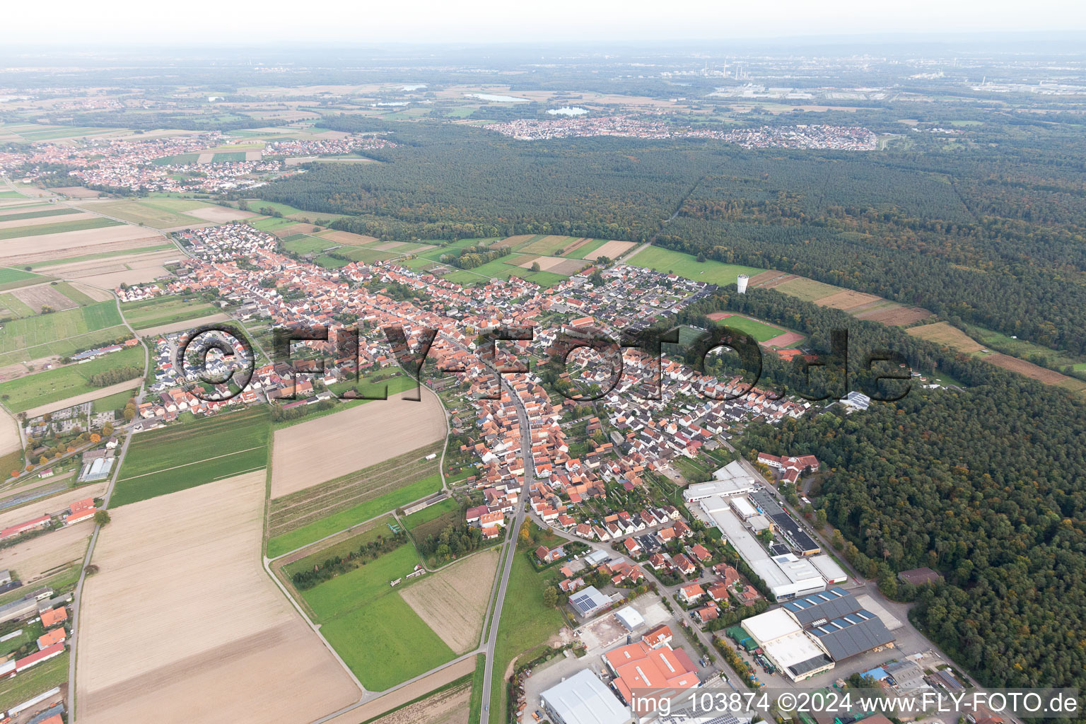 Aerial view of Hatzenbühl in the state Rhineland-Palatinate, Germany