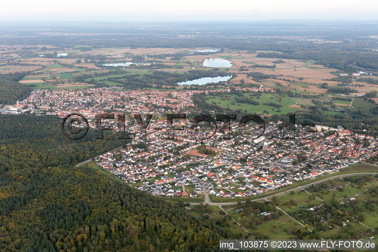 Jockgrim in the state Rhineland-Palatinate, Germany from the drone perspective