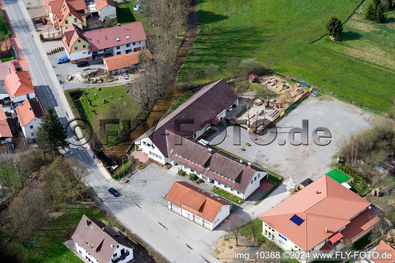 Oblique view of Affolterbach in the state Hesse, Germany