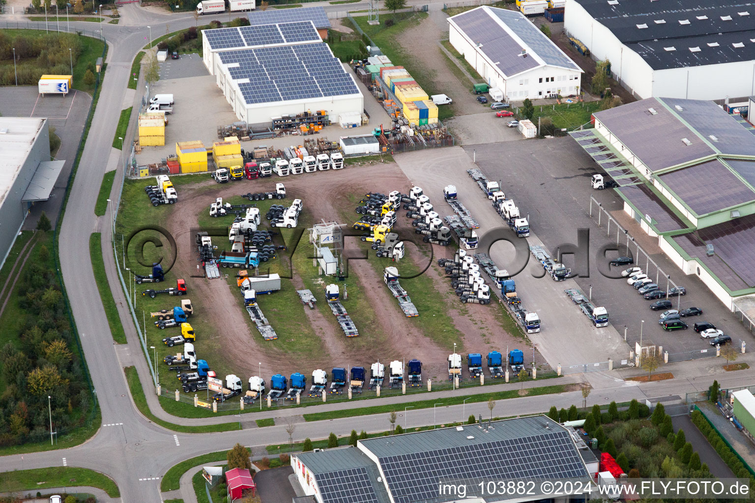 Horst Industrial Area in the district Minderslachen in Kandel in the state Rhineland-Palatinate, Germany from the plane