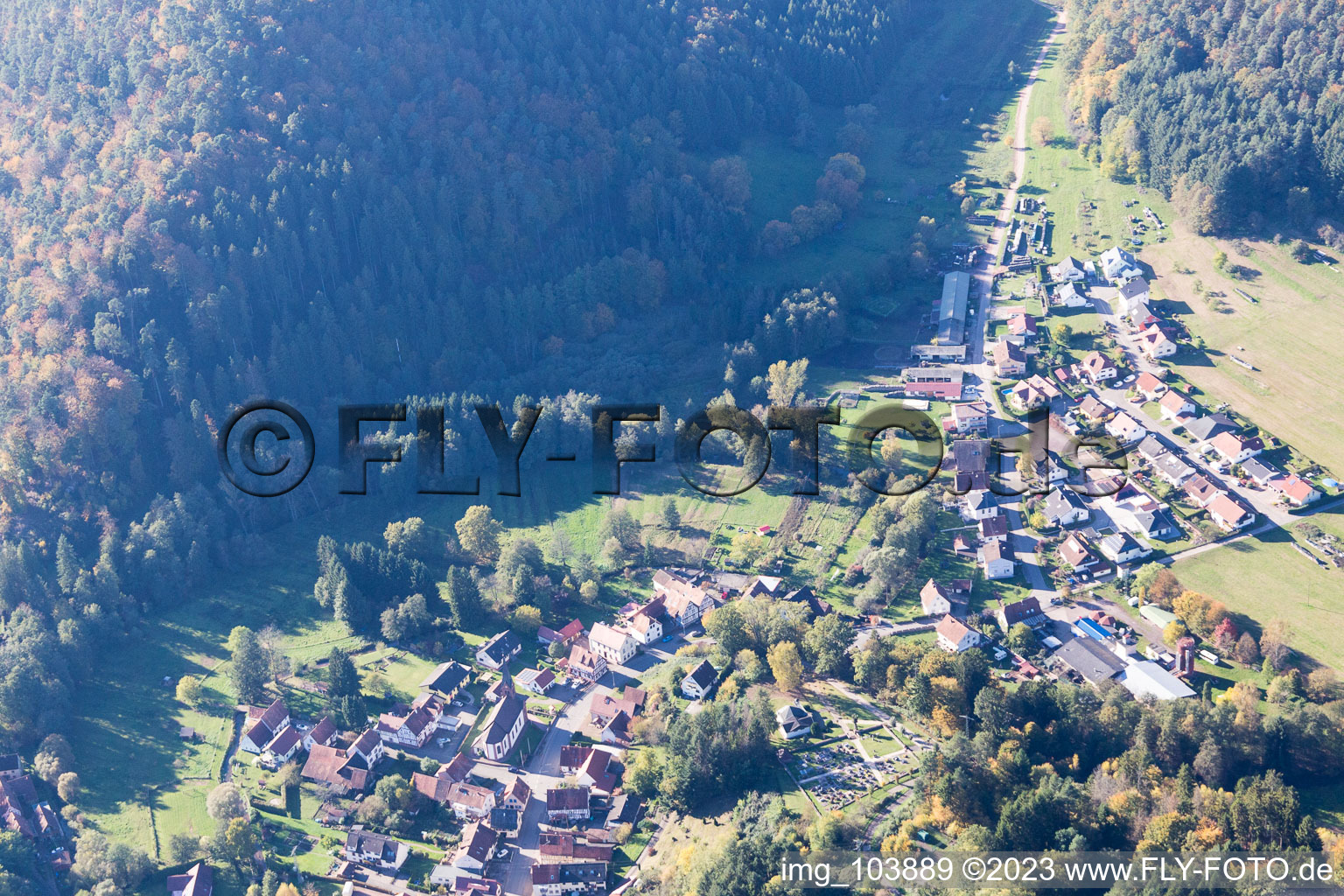 Aerial view of Bobenthal in the state Rhineland-Palatinate, Germany