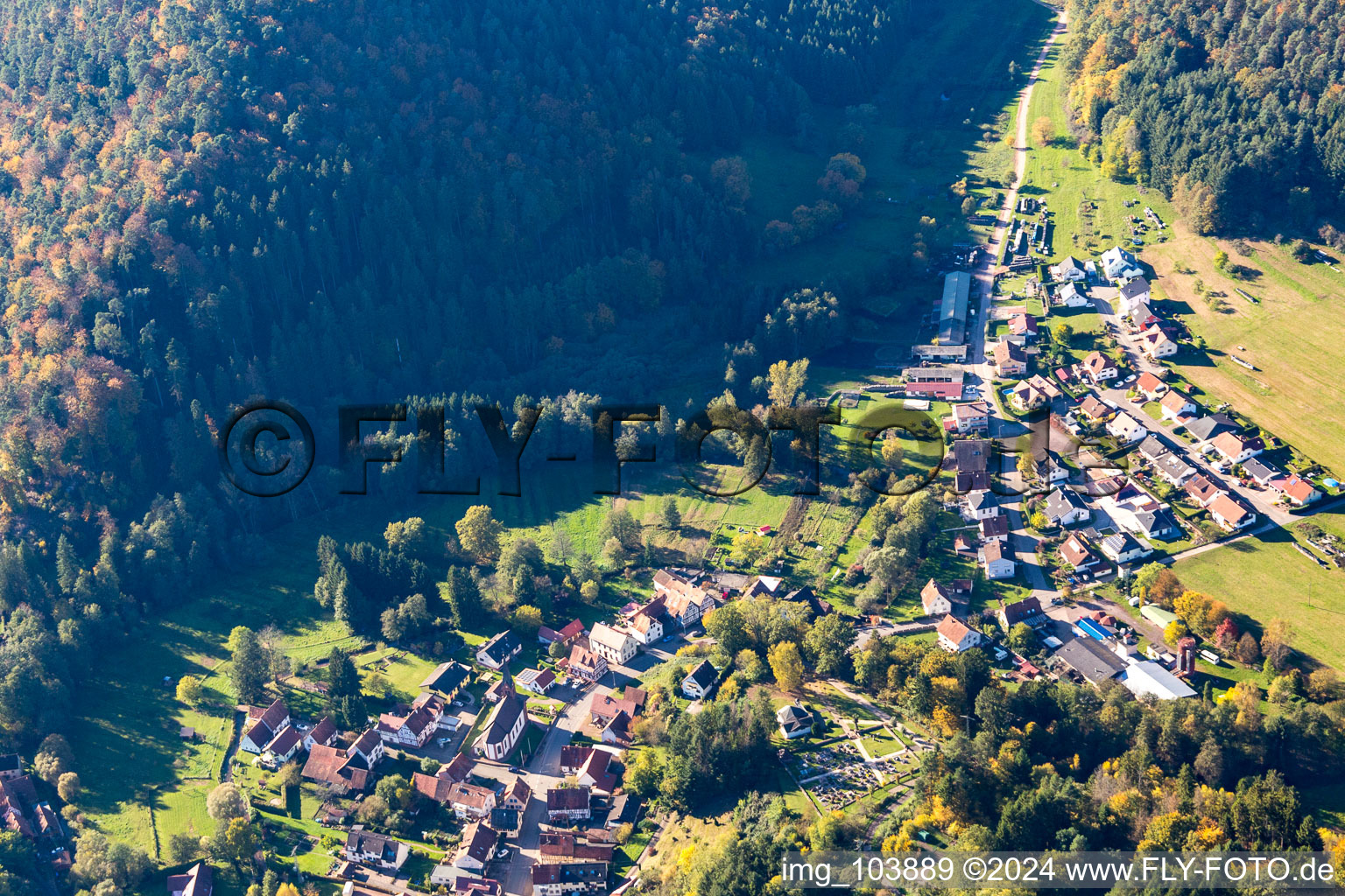 Aerial view of Bobenthal in the state Rhineland-Palatinate, Germany