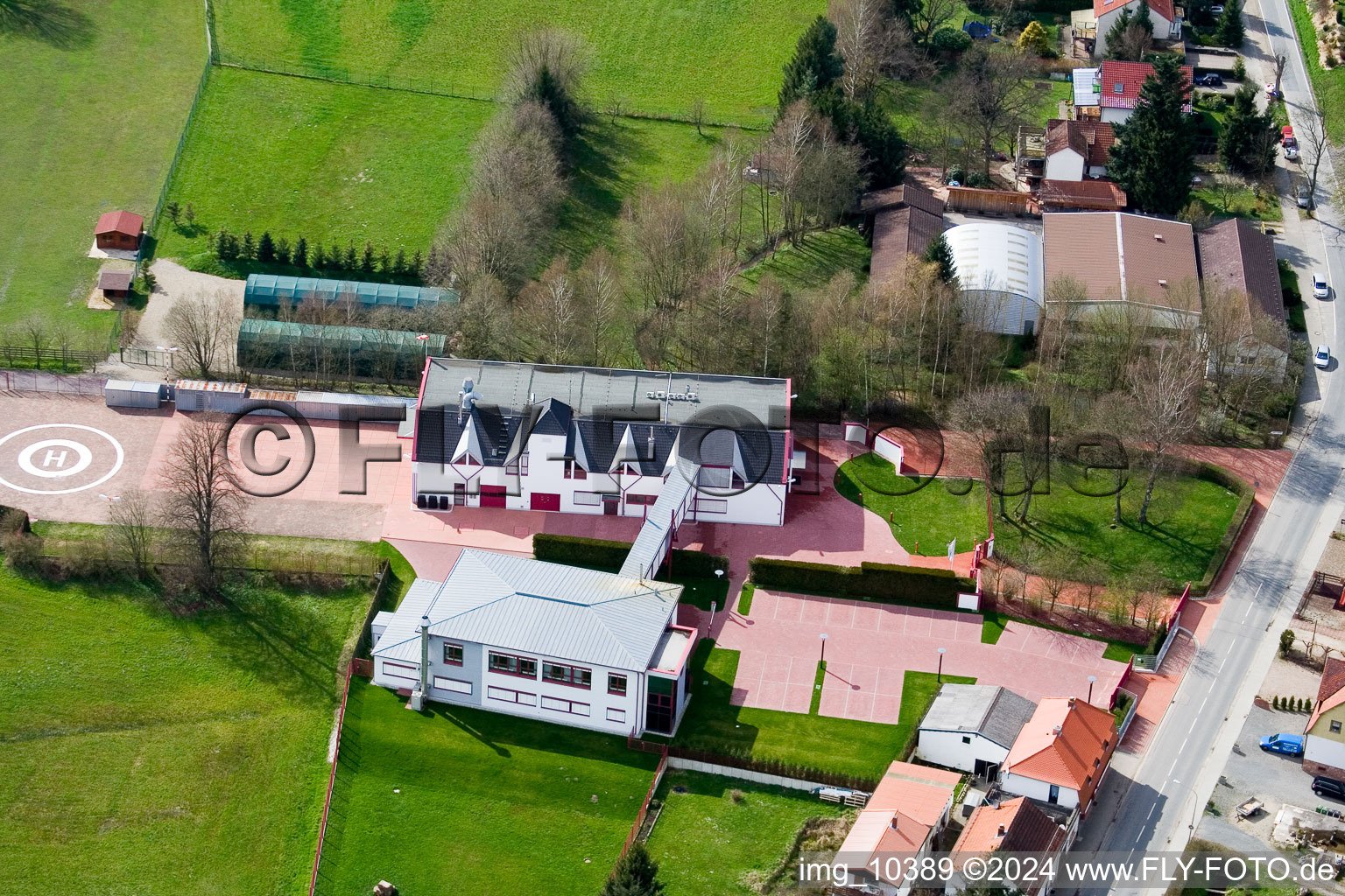 Town View of the streets and houses of the residential areas in the district Affolterbach in Wald-Michelbach in the state Hesse out of the air