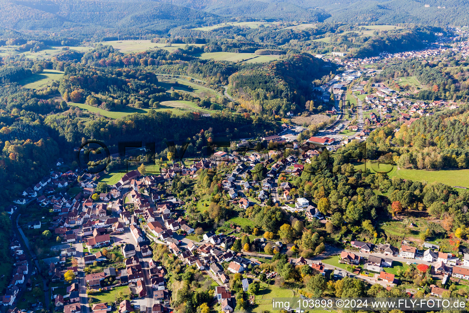 Oblique view of Bundenthal in the state Rhineland-Palatinate, Germany