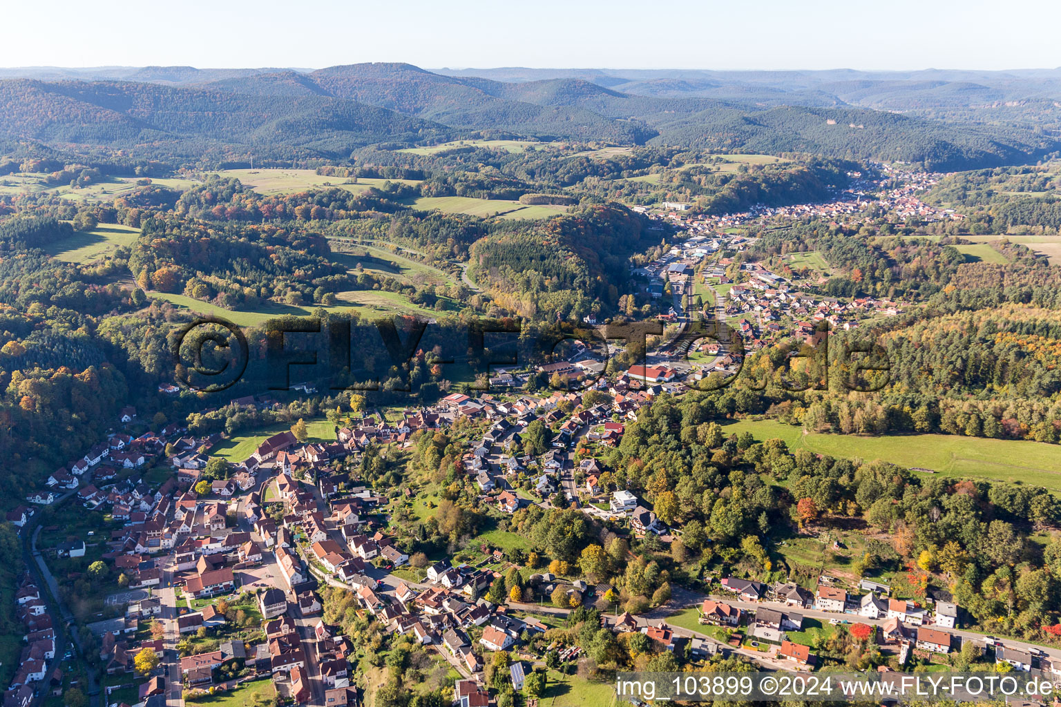 Bundenthal in the state Rhineland-Palatinate, Germany from above