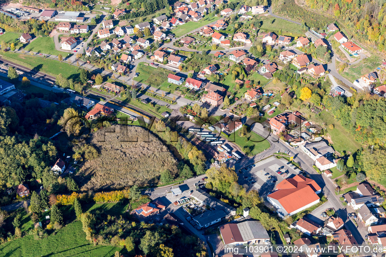 Bundenthal in the state Rhineland-Palatinate, Germany seen from above