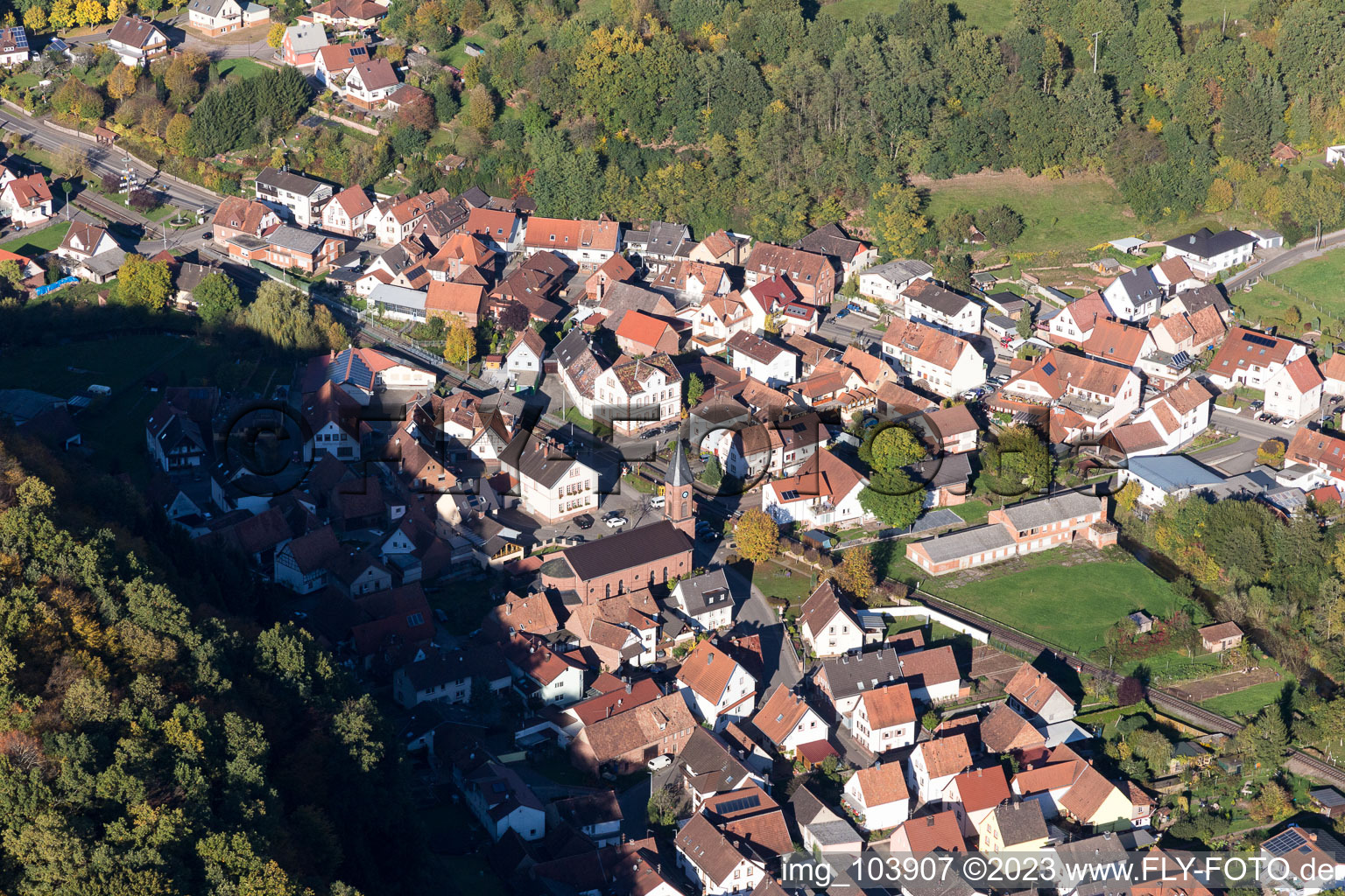 Bruchweiler-Bärenbach in the state Rhineland-Palatinate, Germany from above