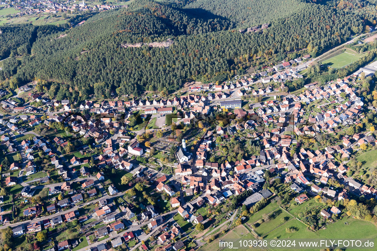 Busenberg in the state Rhineland-Palatinate, Germany out of the air