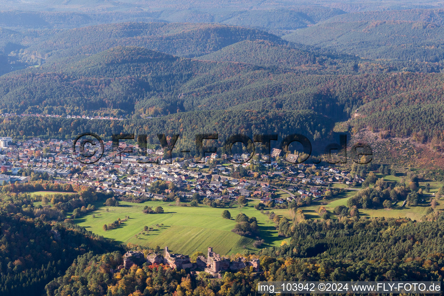 Aerial photograpy of Erfweiler in the state Rhineland-Palatinate, Germany