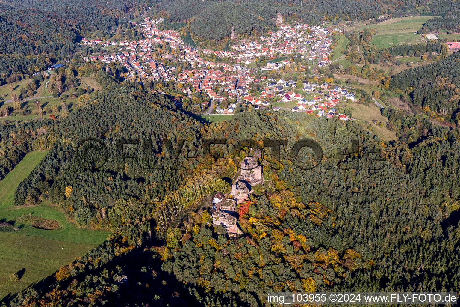 Aerial photograpy of Dahn in the state Rhineland-Palatinate, Germany