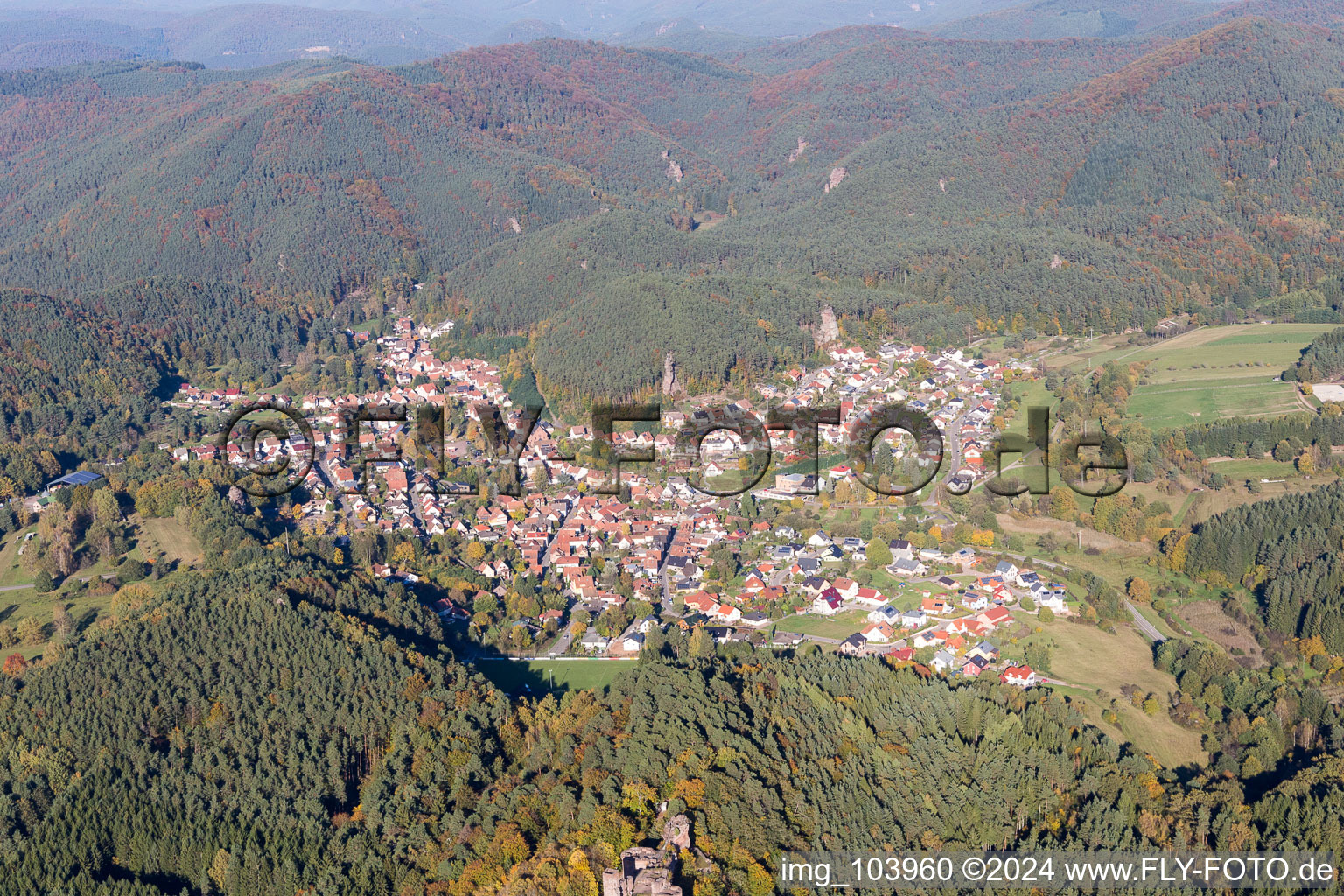 Erfweiler in the state Rhineland-Palatinate, Germany from above