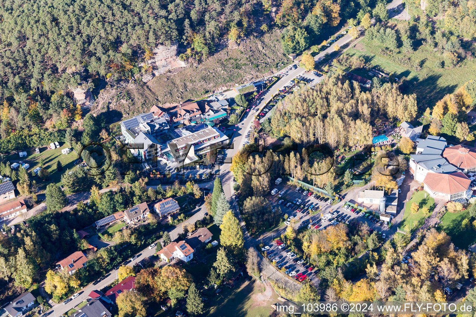 Dahn in the state Rhineland-Palatinate, Germany seen from a drone