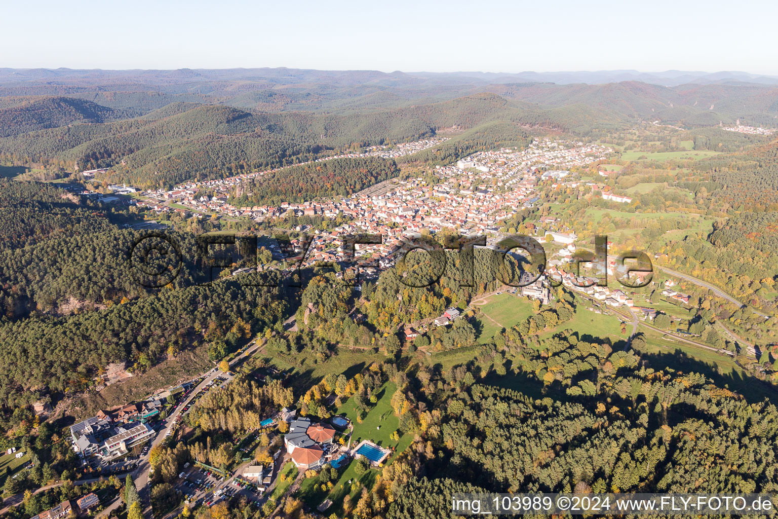 Oblique view of Dahn in the state Rhineland-Palatinate, Germany