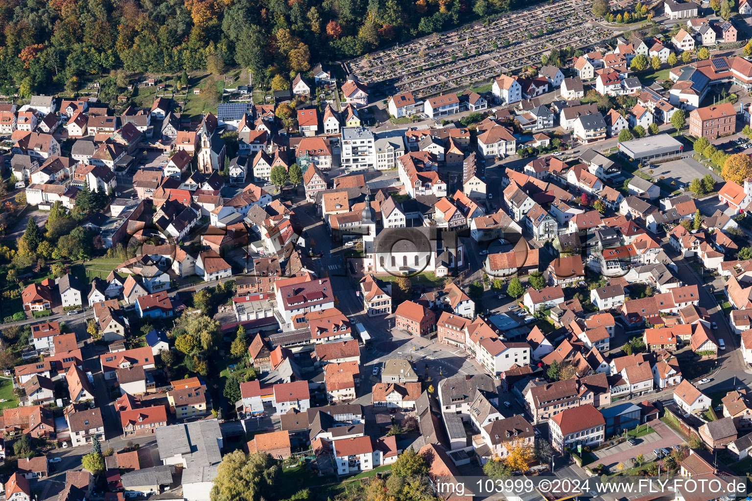 Drone image of Dahn in the state Rhineland-Palatinate, Germany