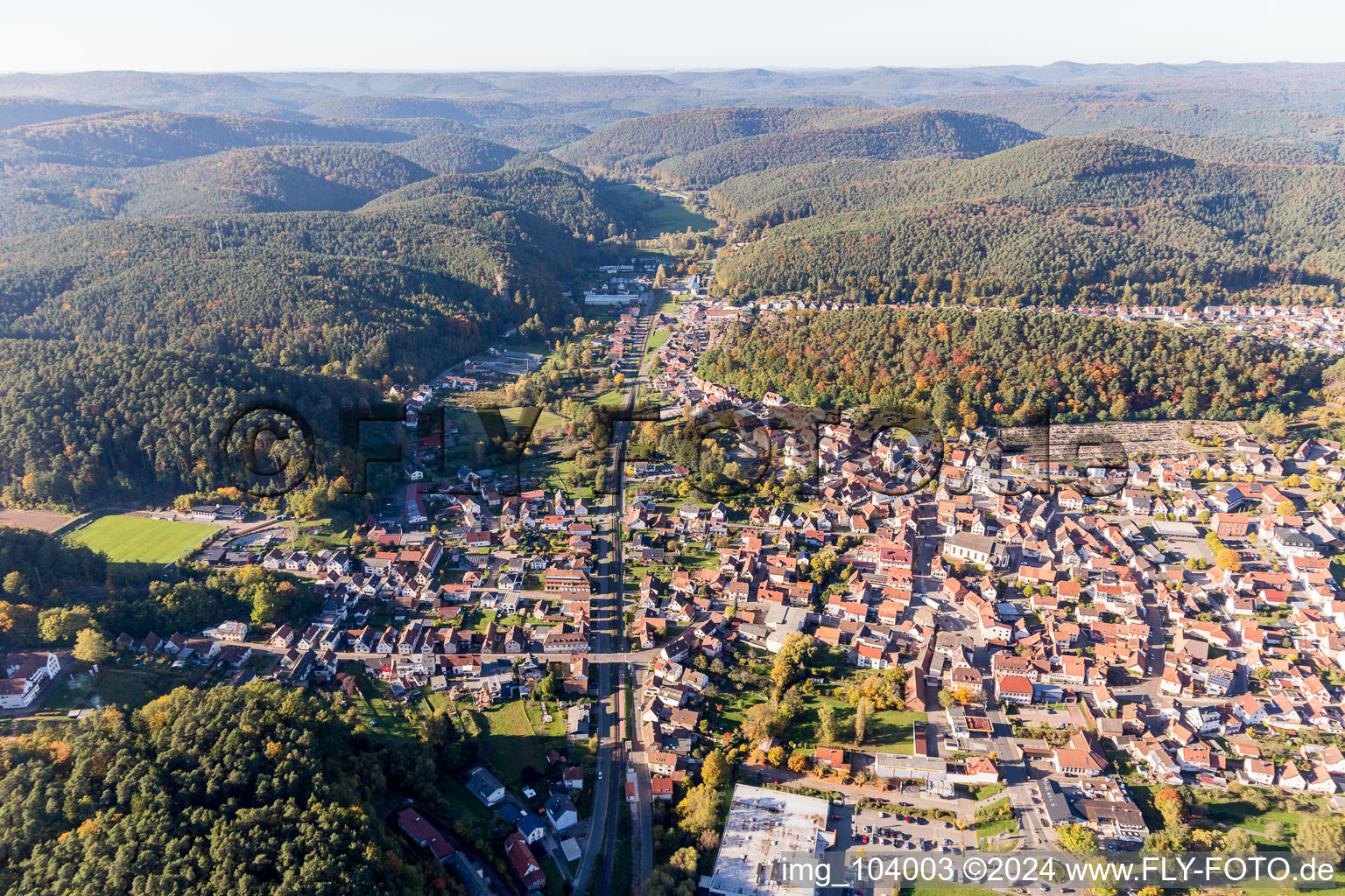 Dahn in the state Rhineland-Palatinate, Germany from the drone perspective