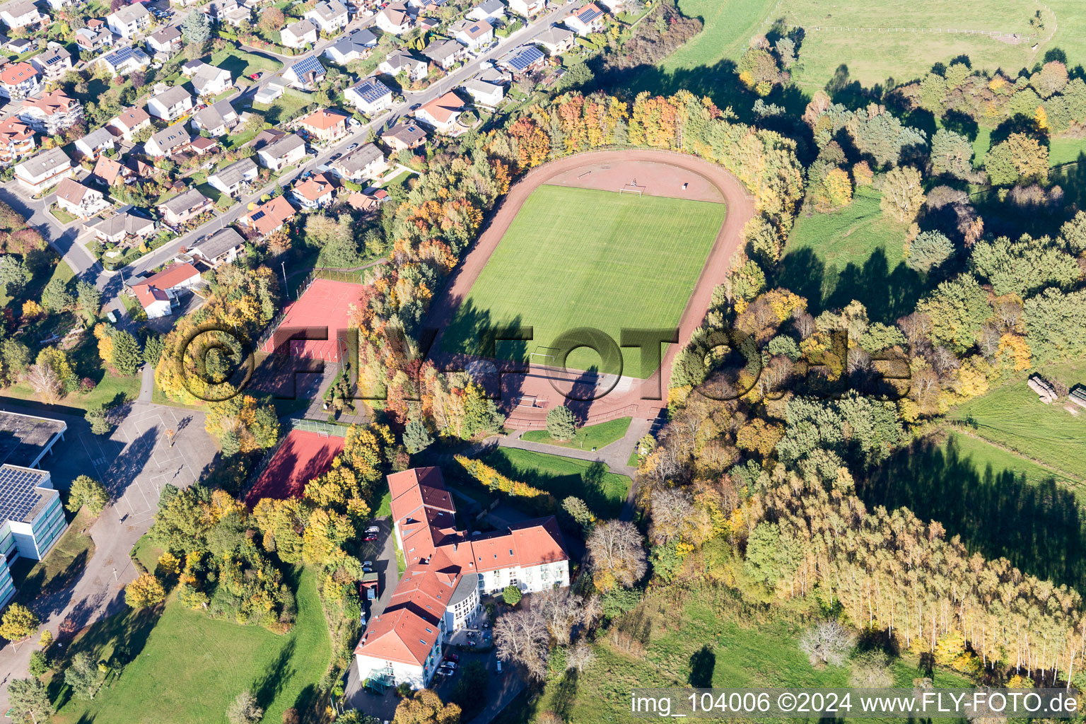 Aerial view of Dahn in the state Rhineland-Palatinate, Germany