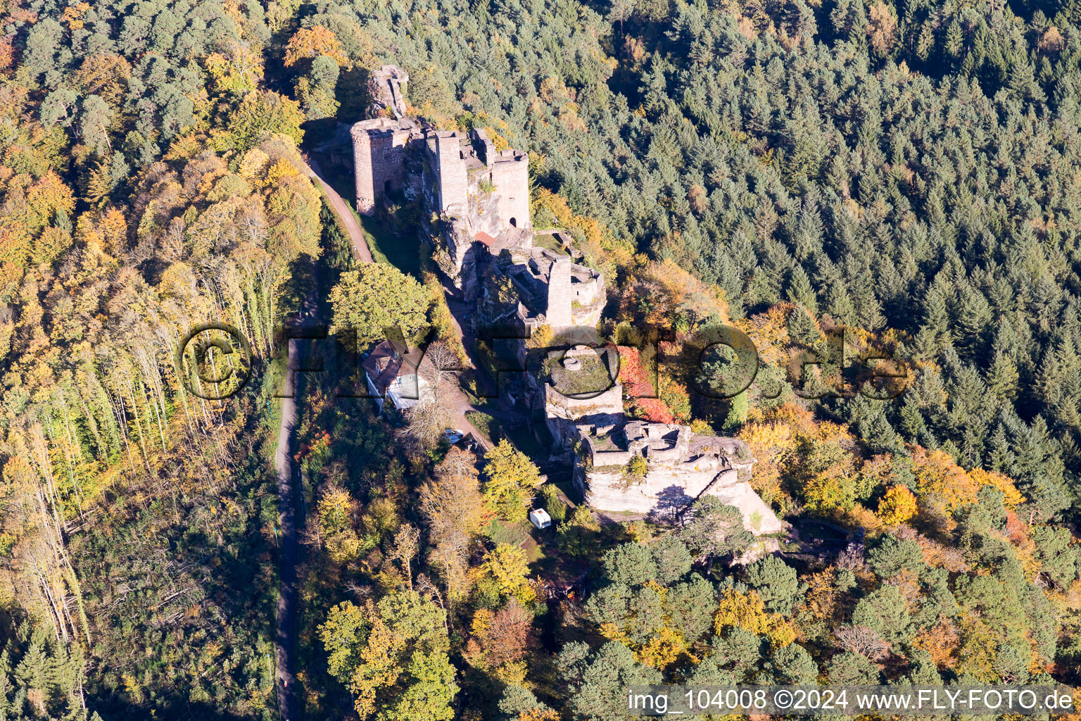 Oblique view of Dahn in the state Rhineland-Palatinate, Germany