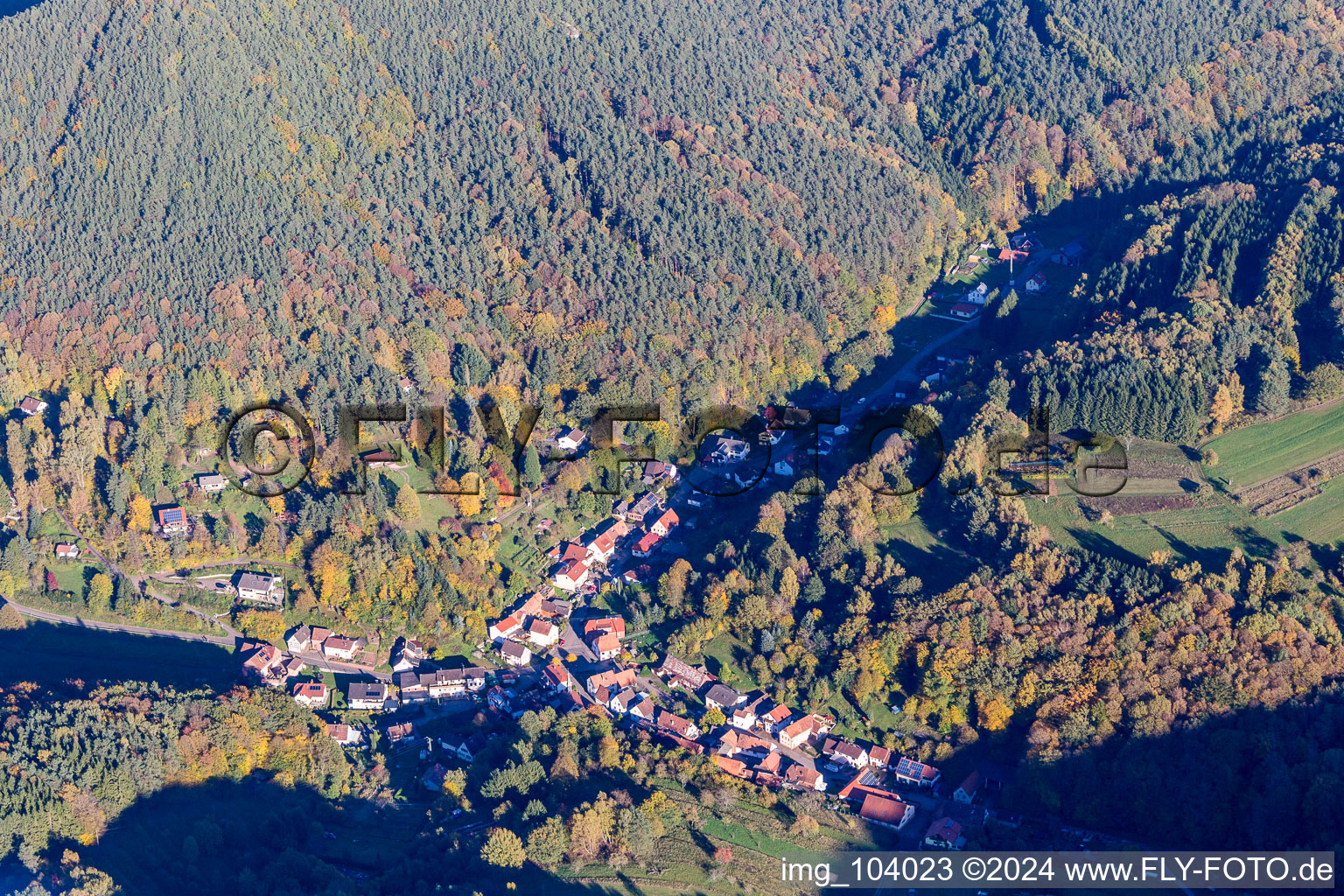 Aerial view of Dimbach in the state Rhineland-Palatinate, Germany