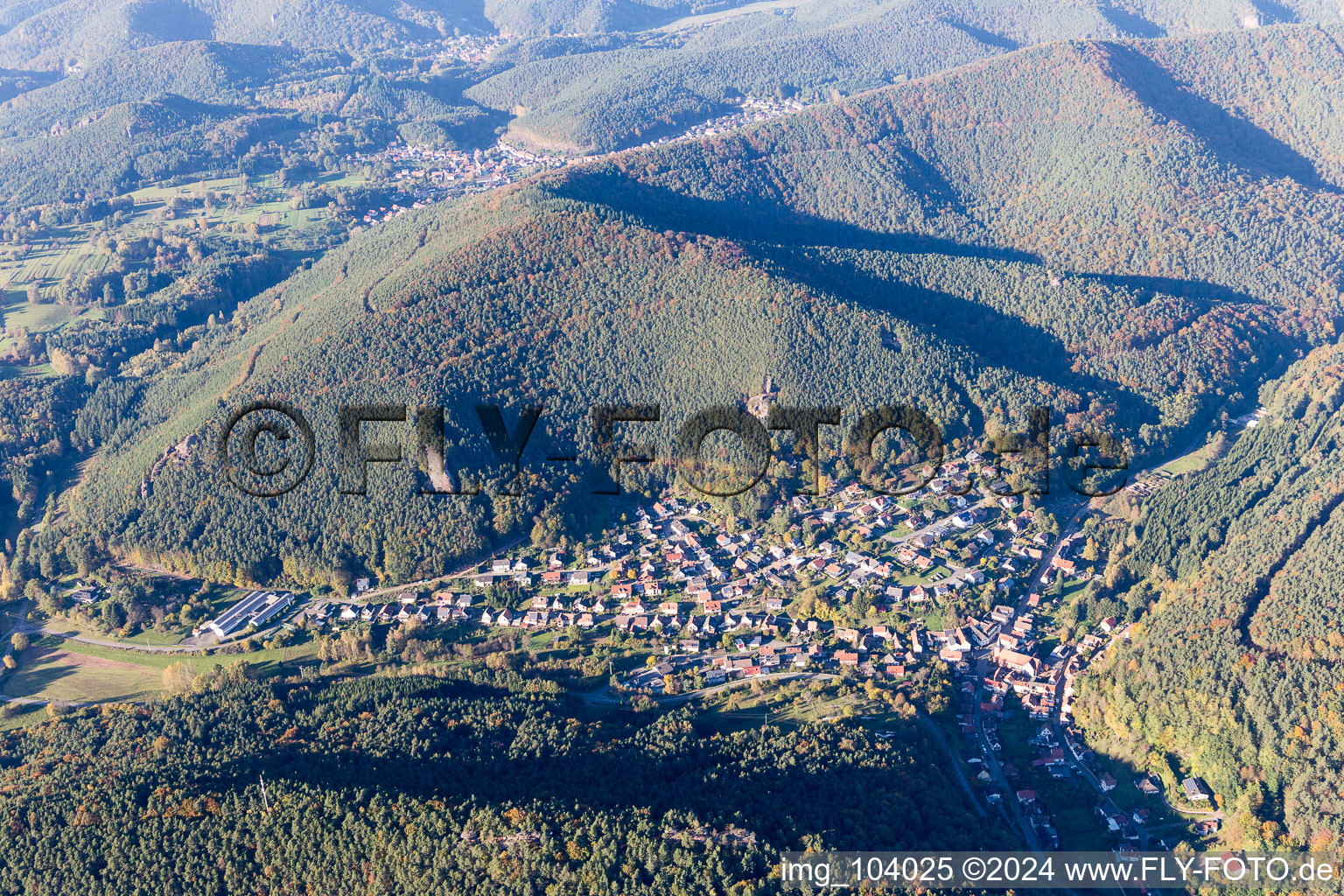 Oblique view of Dimbach in the state Rhineland-Palatinate, Germany