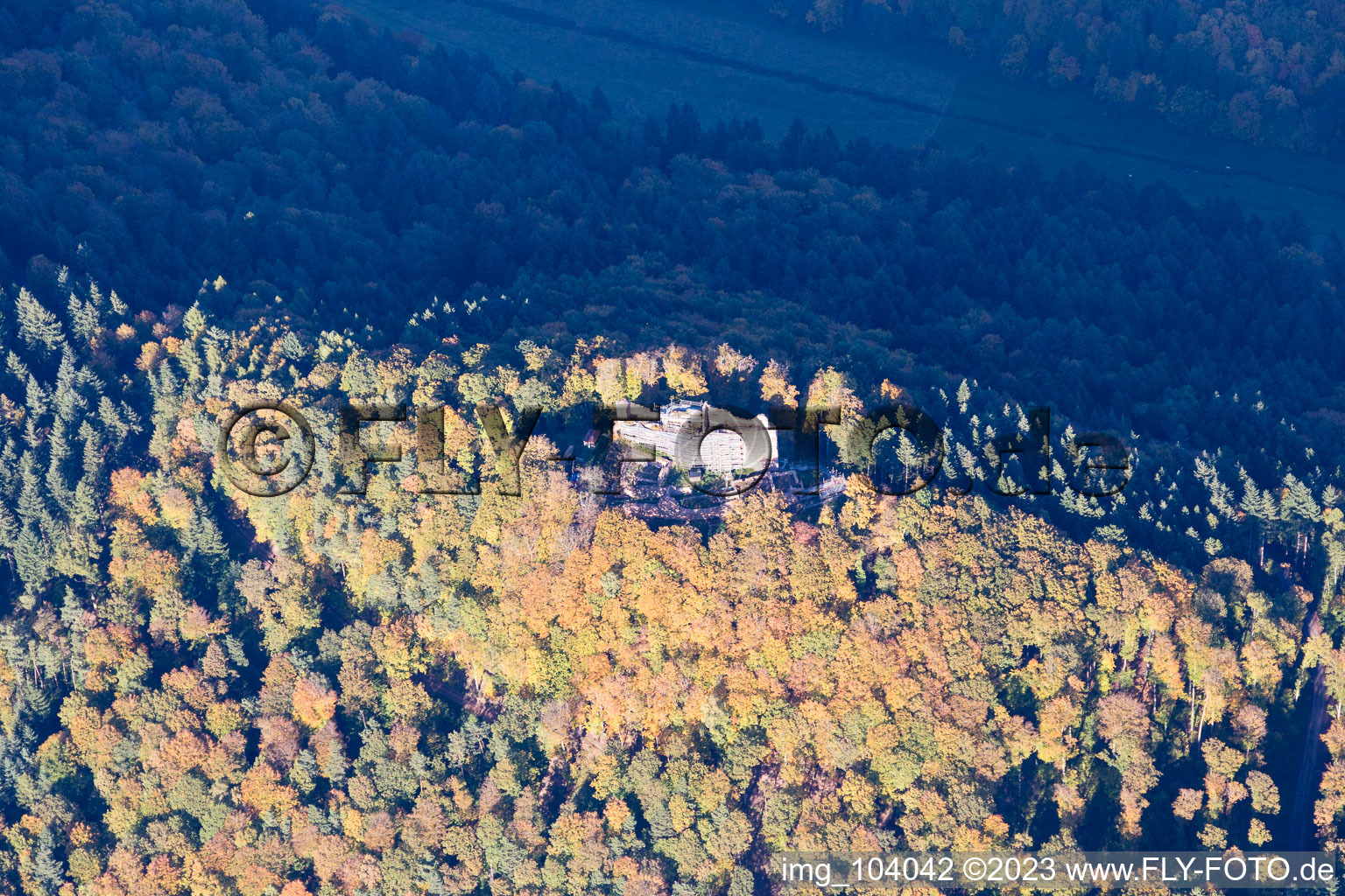 Ramberg in the state Rhineland-Palatinate, Germany seen from above