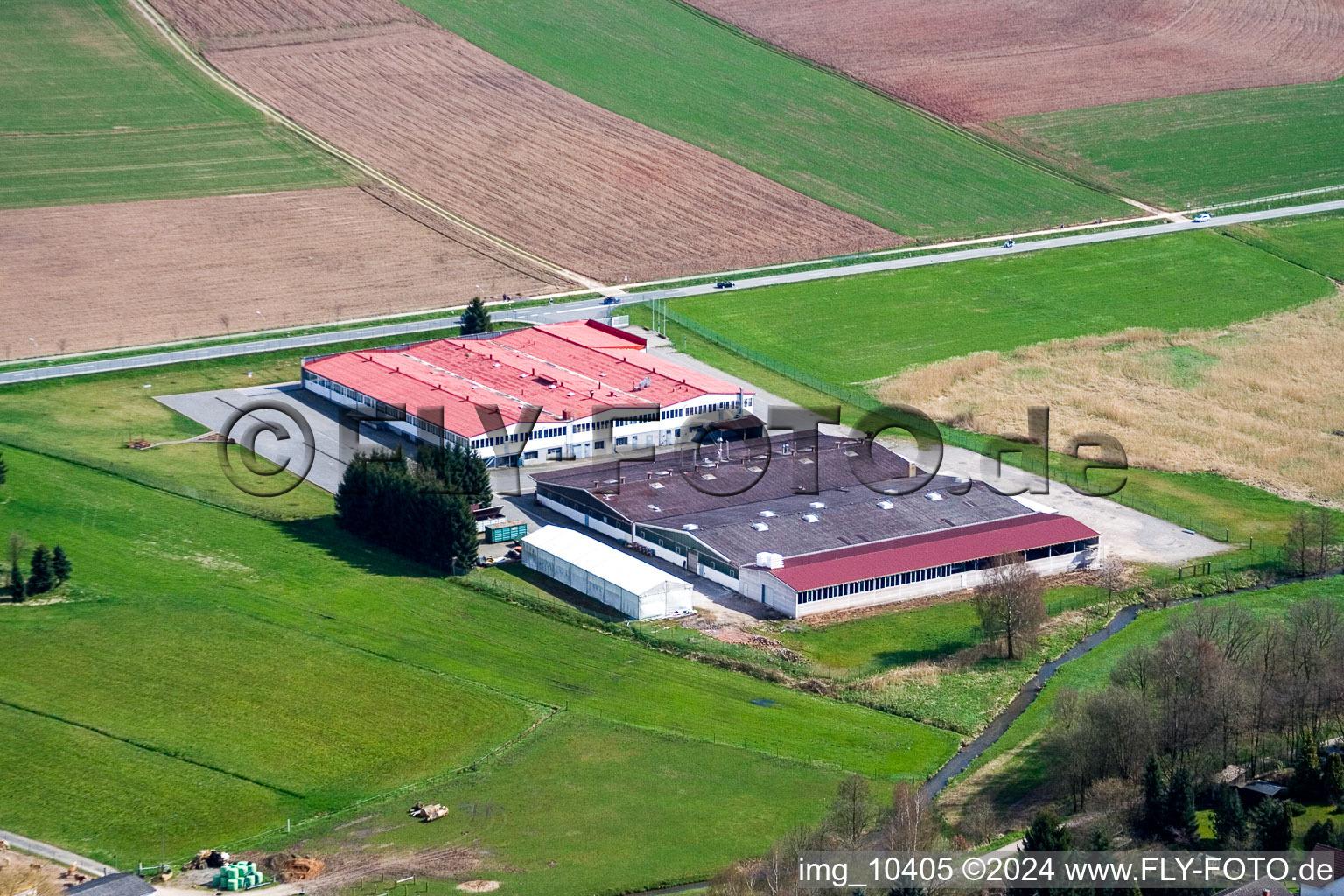 Oblique view of Affolterbach in the state Hesse, Germany