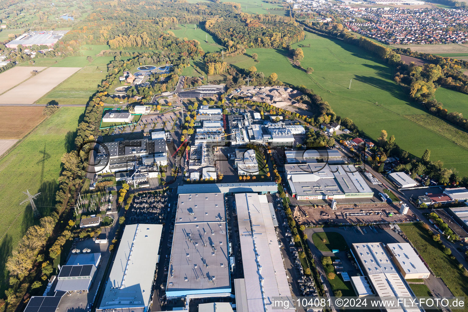 Aerial view of Industrial Area East in Landau in der Pfalz in the state Rhineland-Palatinate, Germany