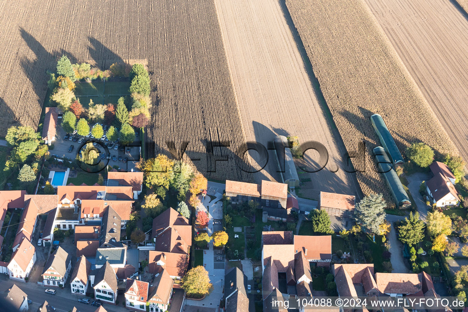 District Hayna in Herxheim bei Landau in the state Rhineland-Palatinate, Germany viewn from the air