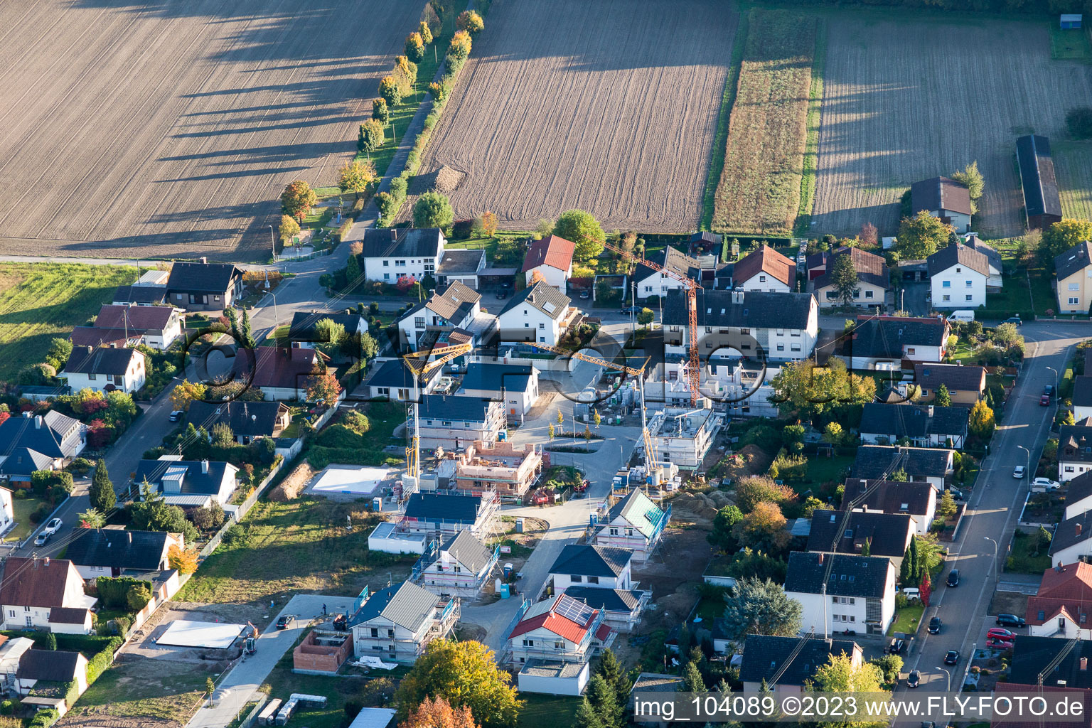 Drone recording of District Hayna in Herxheim bei Landau in the state Rhineland-Palatinate, Germany