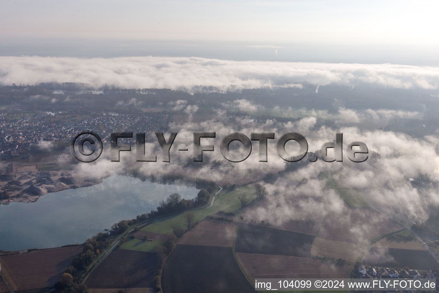 Drone recording of Leimersheim in the state Rhineland-Palatinate, Germany