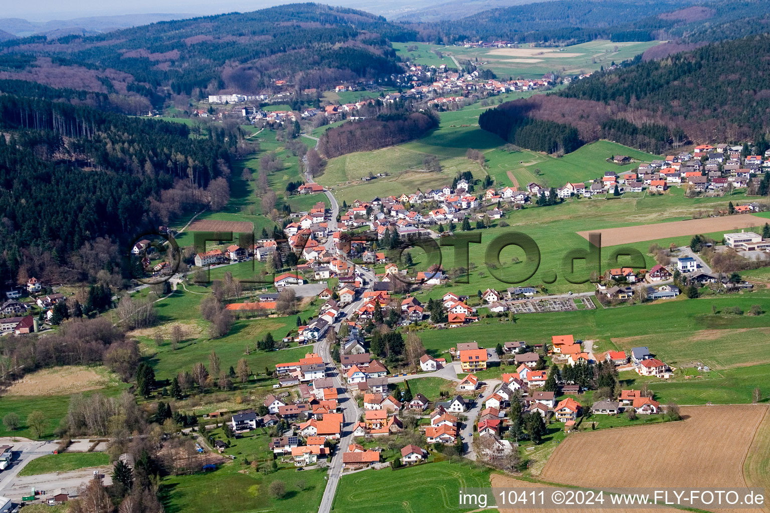 Aerial view of District Affolterbach in Wald-Michelbach in the state Hesse, Germany