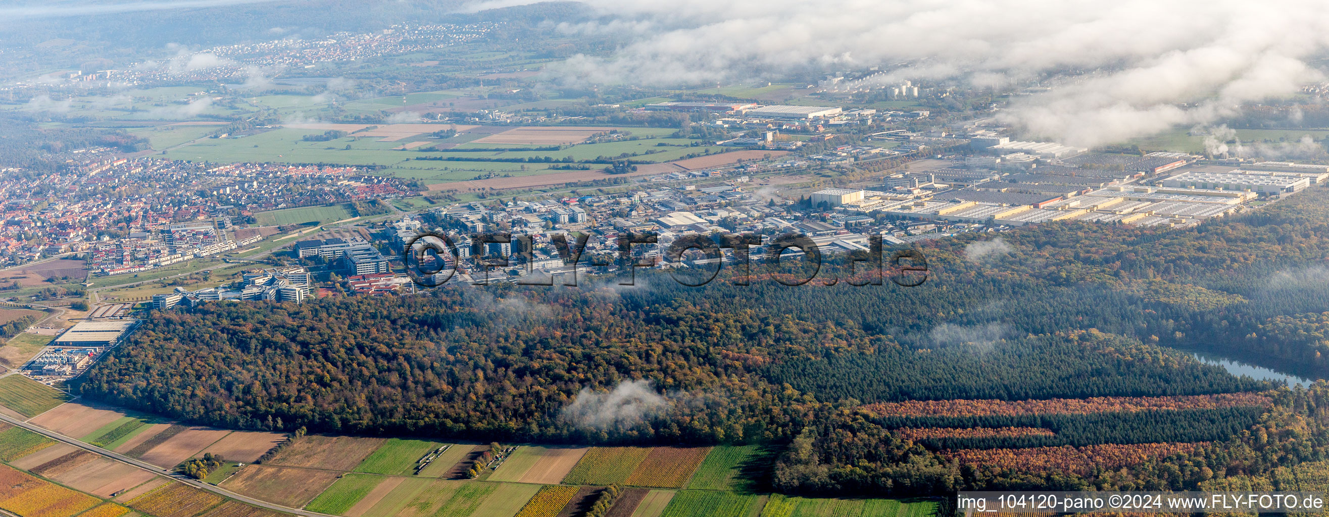 Industrial estate and company settlement with Standort SAP SE and of Heidelberger Druckmaschinen AG in Walldorf in the state Baden-Wurttemberg, Germany