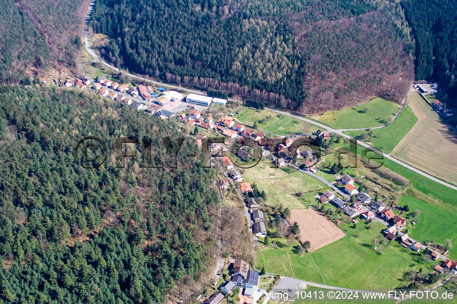 Bird's eye view of Affolterbach in the state Hesse, Germany